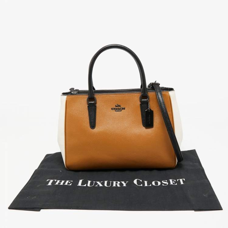 Pre Owned Coach Tri-Color Leather Surrey Carryall Tote