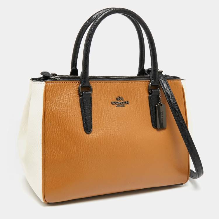 Pre Owned Coach Tri-Color Leather Surrey Carryall Tote