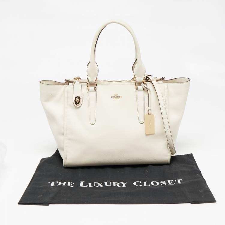 Pre Owned Coach Off White Leather Crosby Tote