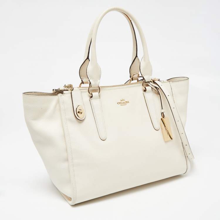 Pre Owned Coach Off White Leather Crosby Tote