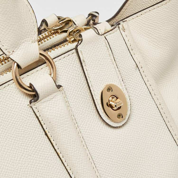 Pre Owned Coach Off White Leather Crosby Tote