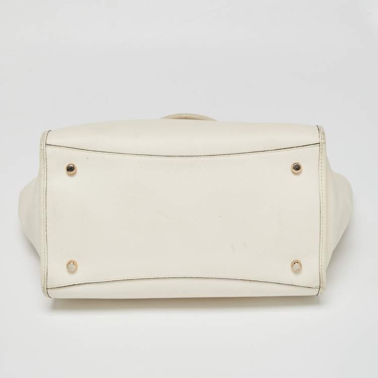 Pre Owned Coach Off White Leather Crosby Tote