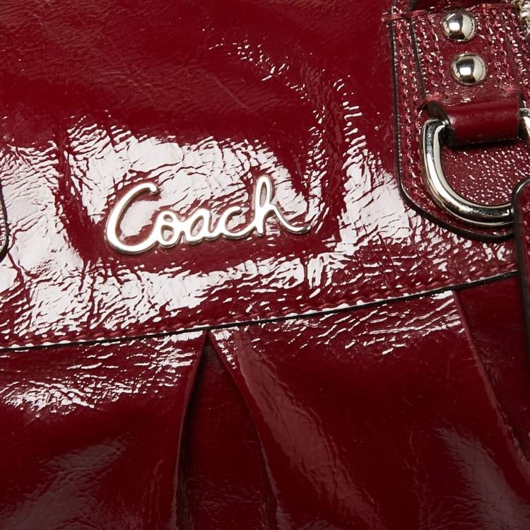 Pre Owned Coach Maroon Patent Leather Ashley Satchel