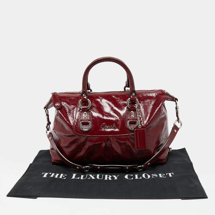 Pre Owned Coach Maroon Patent Leather Ashley Satchel