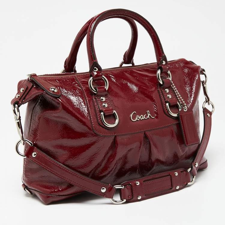 Pre Owned Coach Maroon Patent Leather Ashley Satchel