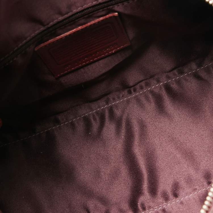 Pre Owned Coach Maroon Patent Leather Ashley Satchel