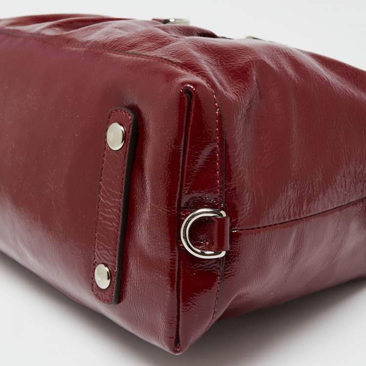 Pre Owned Coach Maroon Patent Leather Ashley Satchel