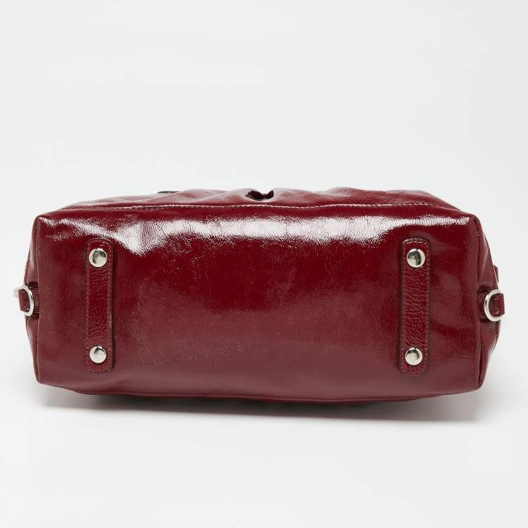 Pre Owned Coach Maroon Patent Leather Ashley Satchel