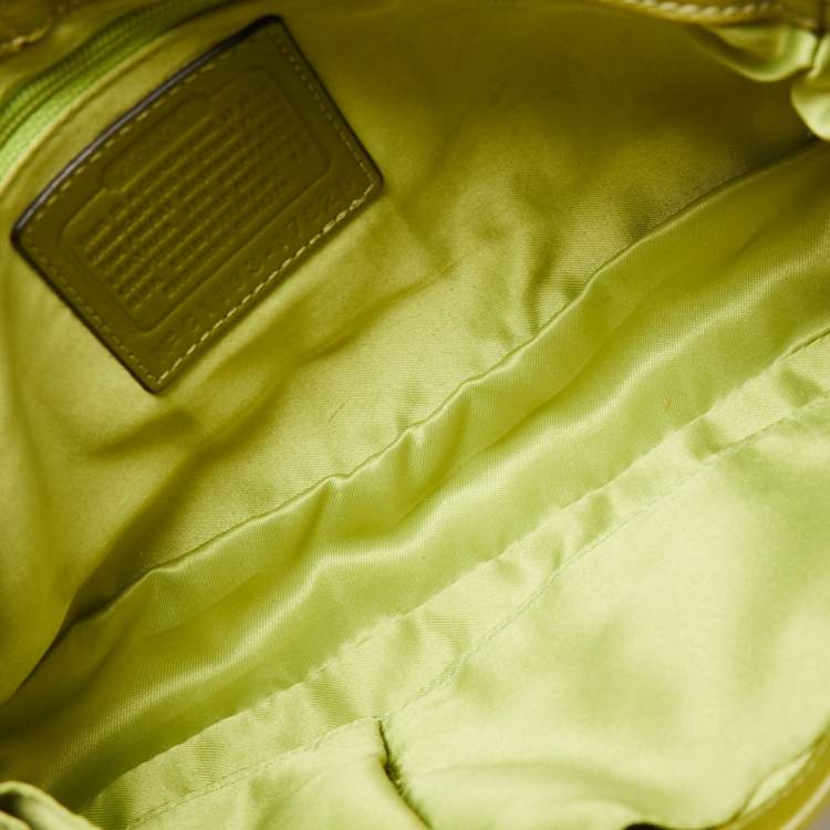 Pre Owned Coach Green Leather Turn-lock Flap Chain Shoulder Bag