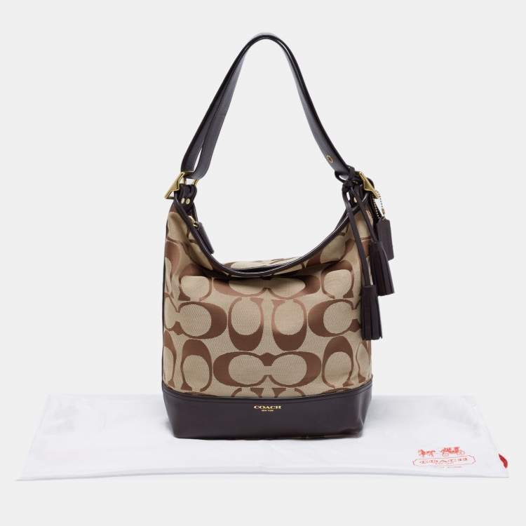 Pre Owned Coach Beige/Dark Brown Signature Canvas And Leather Legacy Hobo