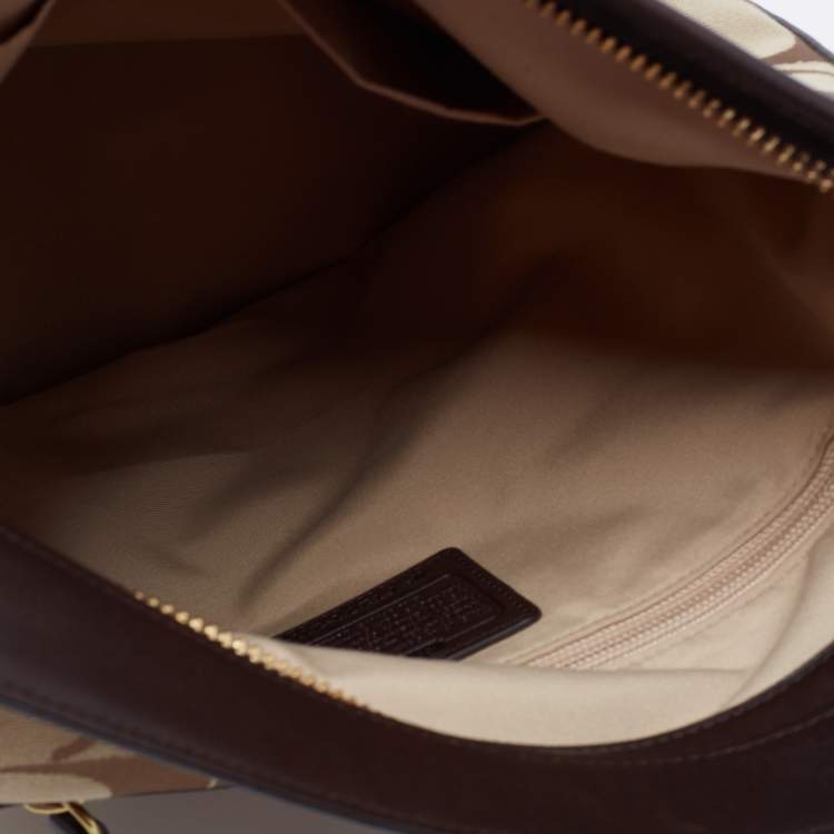 Pre Owned Coach Beige/Dark Brown Signature Canvas And Leather Legacy Hobo