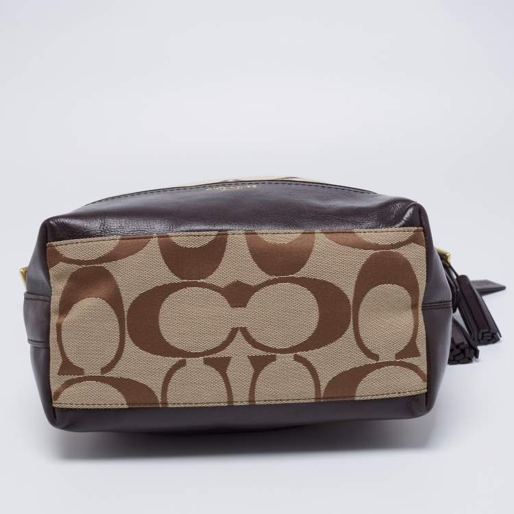 Pre Owned Coach Beige/Dark Brown Signature Canvas And Leather Legacy Hobo