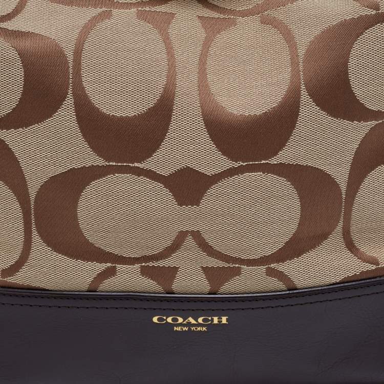 Pre Owned Coach Beige/Dark Brown Signature Canvas And Leather Legacy Hobo