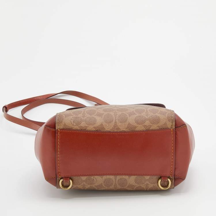 Pre Owned Coach Beige/Brown Signature Coated Canvas and Leather Parker Backpack 