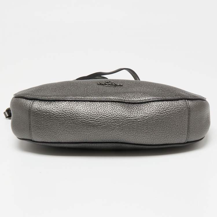 Pre Owned Coach Metallic Grey Leather Chelsea Shoulder Bag