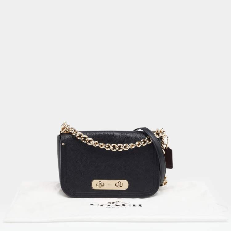 Pre Owned Coach Black Leather Swagger Shoulder Bag