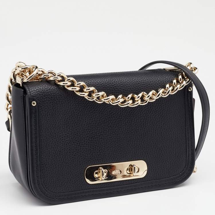 Pre Owned Coach Black Leather Swagger Shoulder Bag