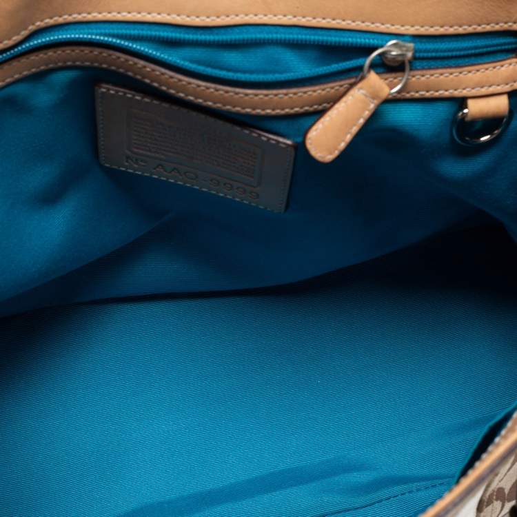 Pre Owned Coach Metallic Gold/Silver Signature Canvas And Leather Tote