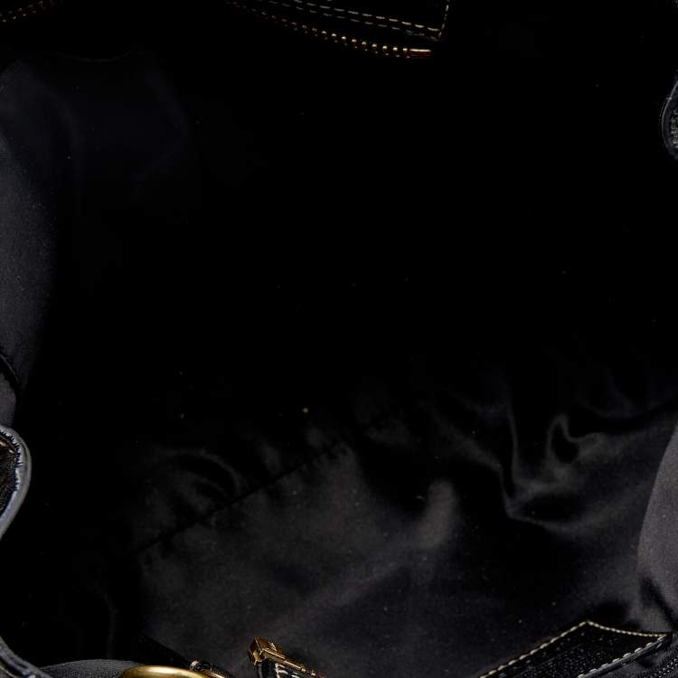 Pre Owned Coach Black Grained Leather Hampton Tote