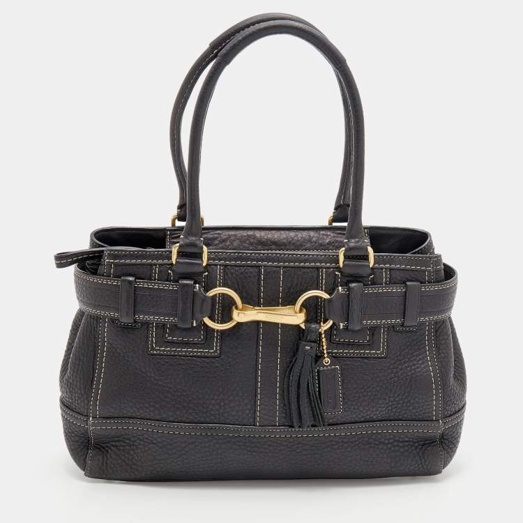 Coach Black Grained Leather Hampton Tote Coach The Luxury Closet