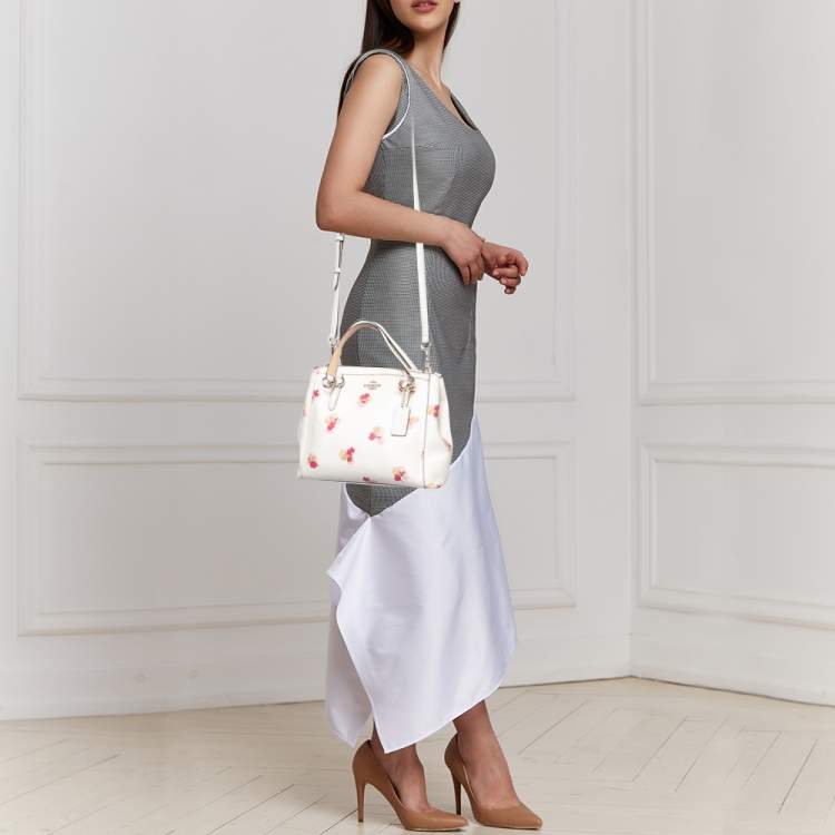 Coach Cream Flower Print Coated Canvas Minetta Satchel