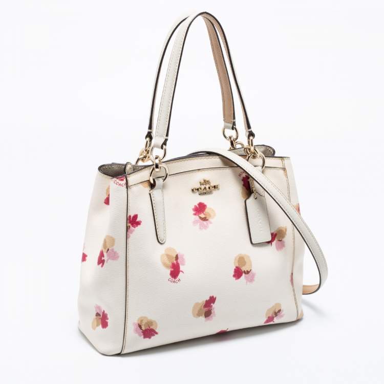 Coach Cream Flower Print Coated Canvas Minetta Satchel