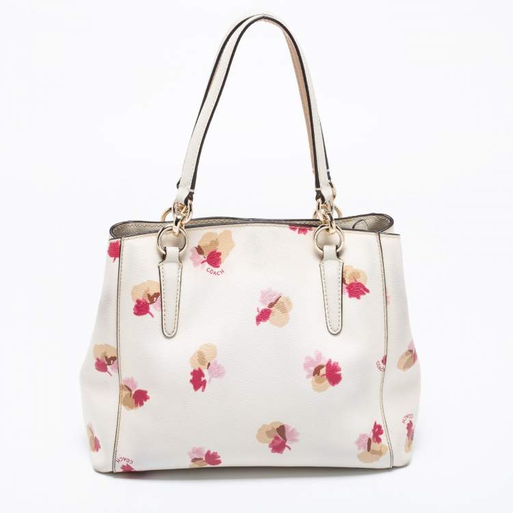 Coach Cream Flower Print Coated Canvas Minetta Satchel