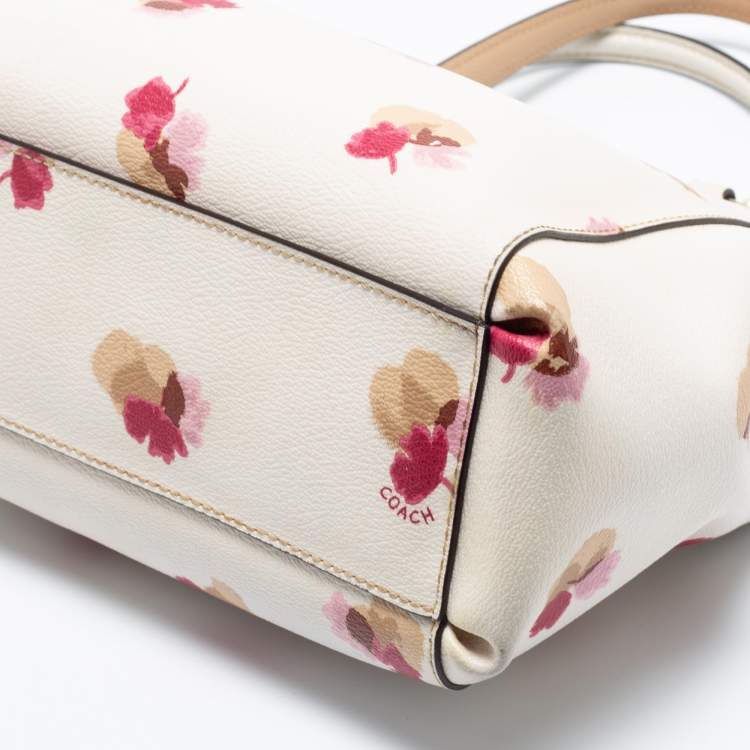 Coach Cream Flower Print Coated Canvas Minetta Satchel