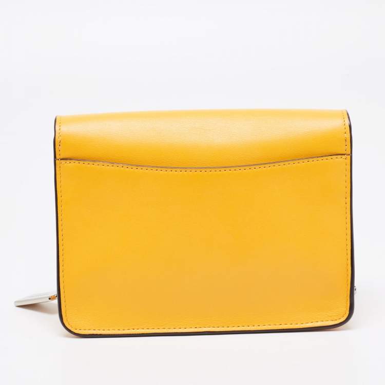 Pre Owned Coach Mustard Leather Bowery Chain Shoulder Bag