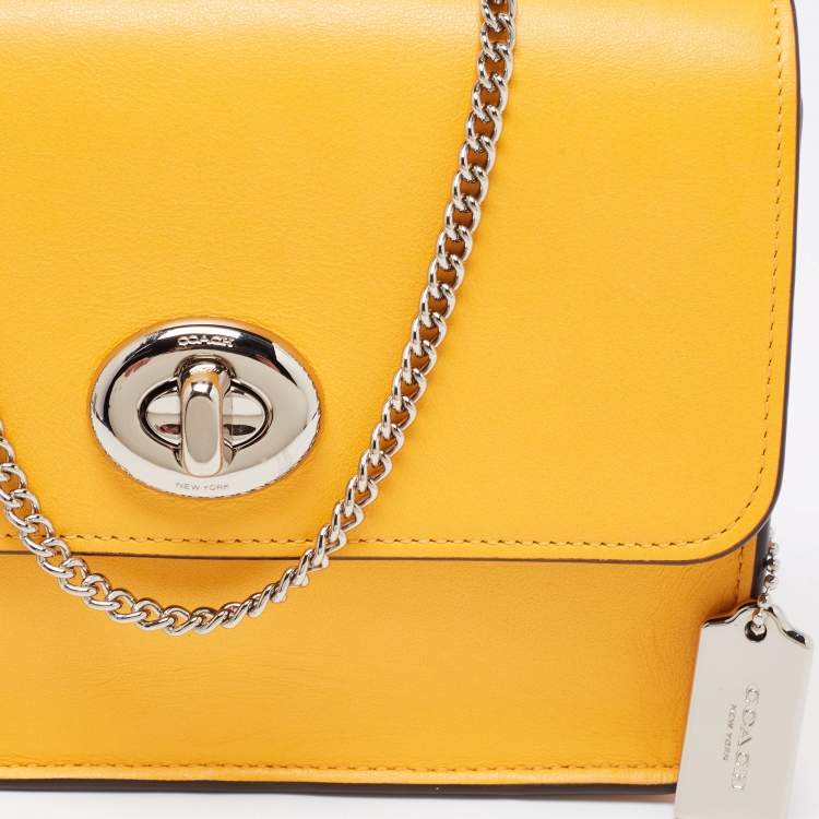 Pre Owned Coach Mustard Leather Bowery Chain Shoulder Bag