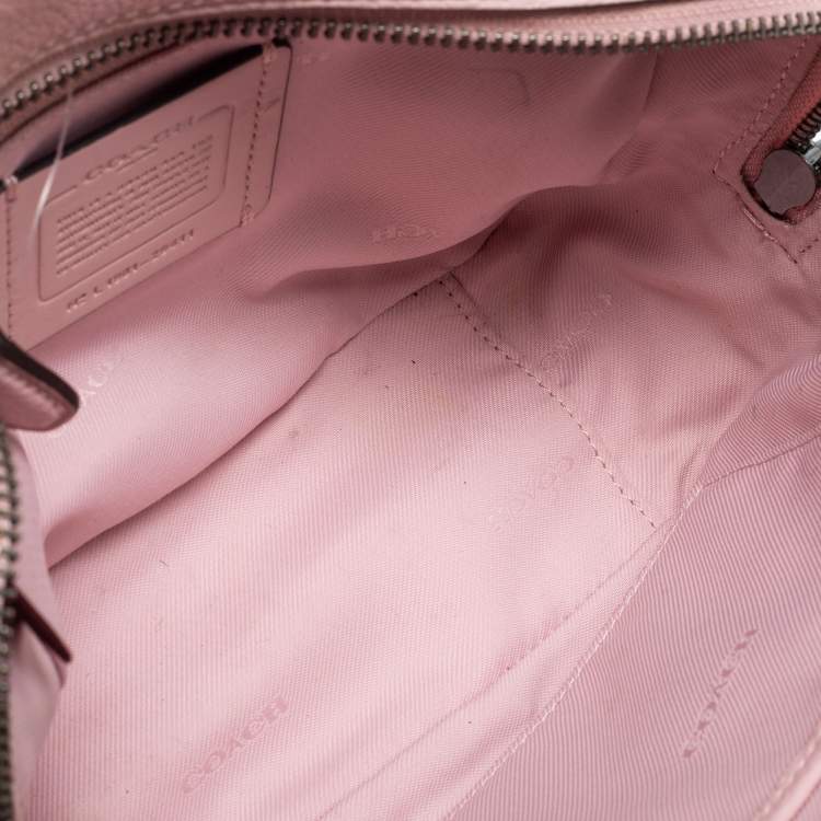 Pre Owned Coach Pink Pebbled Leather Camera Shoulder Bag