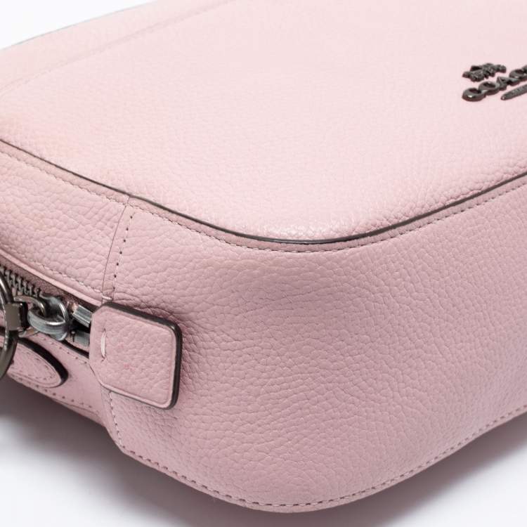 Pre Owned Coach Pink Pebbled Leather Camera Shoulder Bag
