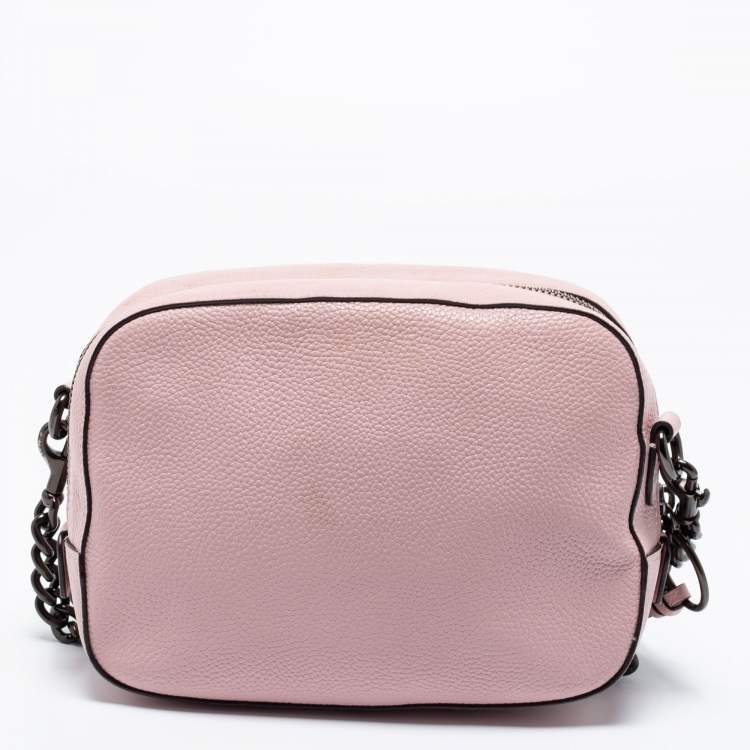 Pre Owned Coach Pink Pebbled Leather Camera Shoulder Bag