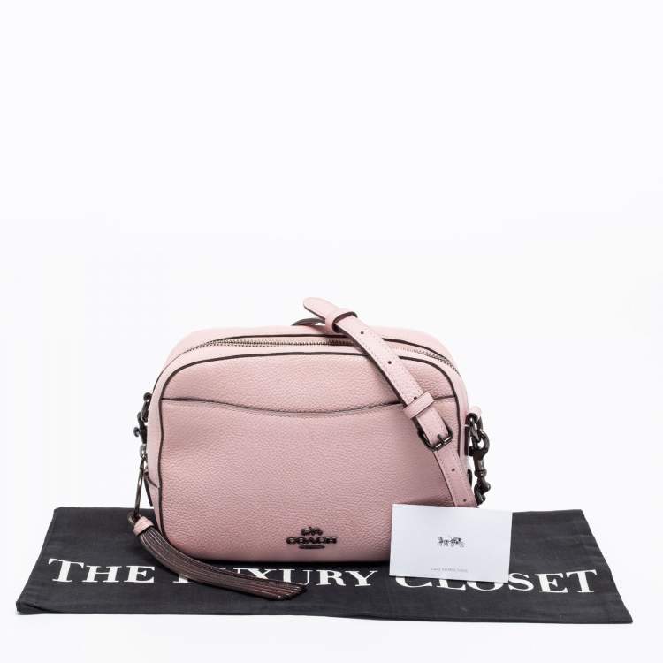 Pre Owned Coach Pink Pebbled Leather Camera Shoulder Bag
