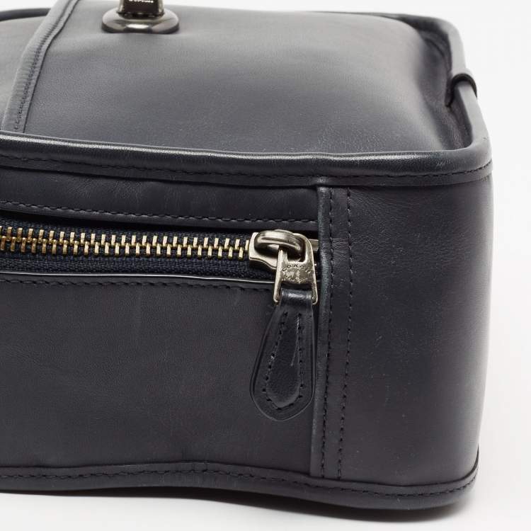 Pre Owned Coach Dark Grey Leather Lunch Pail Top Handle Bag