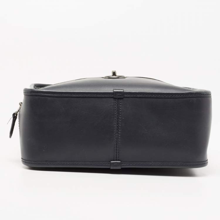 Pre Owned Coach Dark Grey Leather Lunch Pail Top Handle Bag