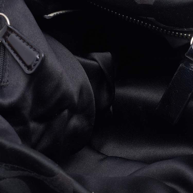 Pre Owned Coach Black Signature Fabric and Patent Leather Daisy Tote