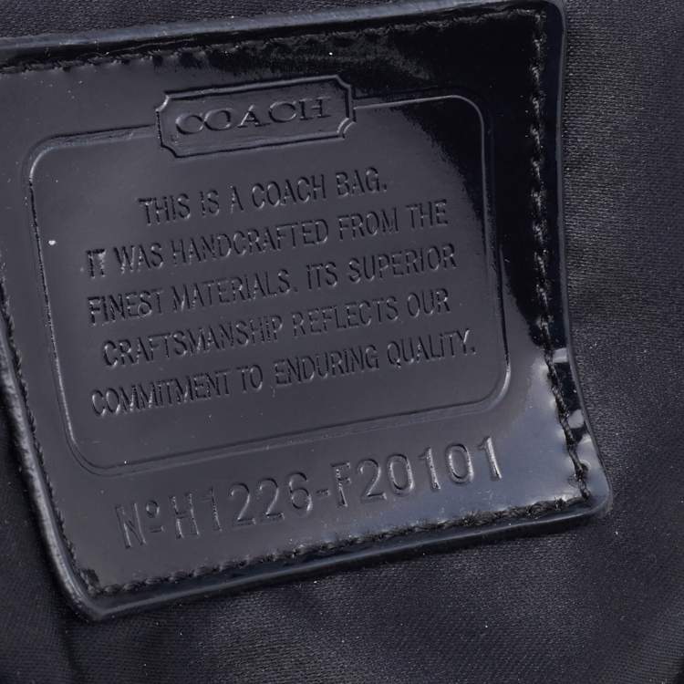 Pre Owned Coach Black Signature Fabric and Patent Leather Daisy Tote