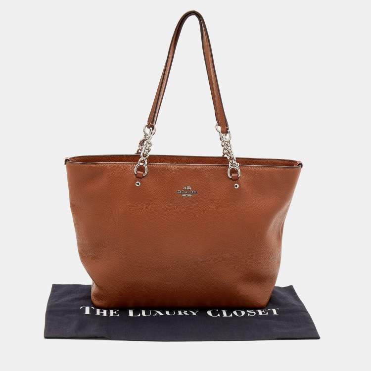 مملوكة مسبقًا Coach Brown Leather Sophia Chain Tote