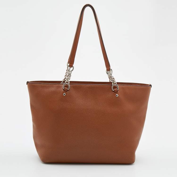 مملوكة مسبقًا Coach Brown Leather Sophia Chain Tote