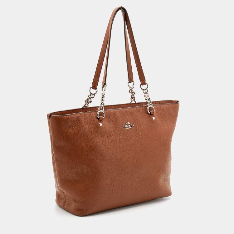مملوكة مسبقًا Coach Brown Leather Sophia Chain Tote