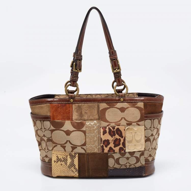 Pre Owned Coach Multicolor Canvas and Leather Patchwork Tote