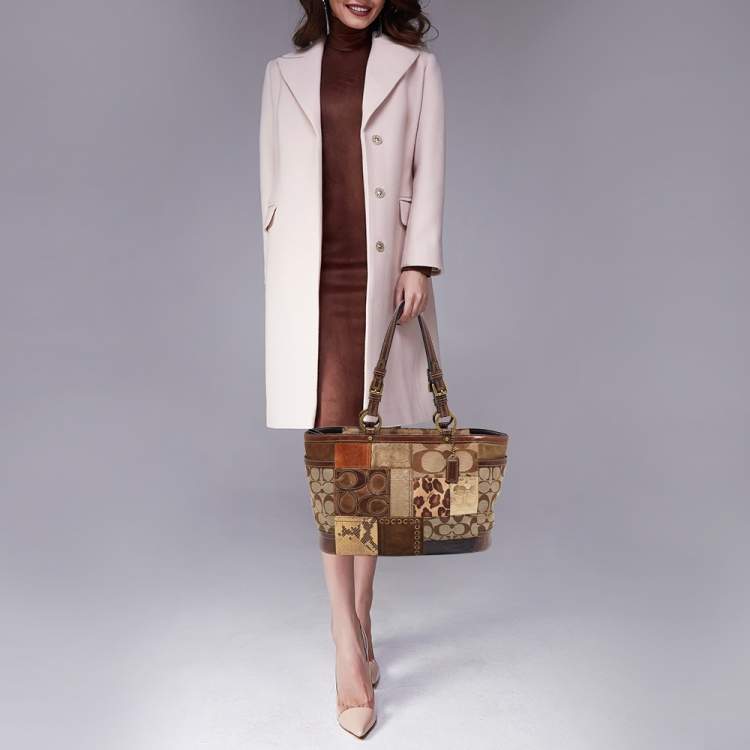 Pre Owned Coach Multicolor Canvas and Leather Patchwork Tote