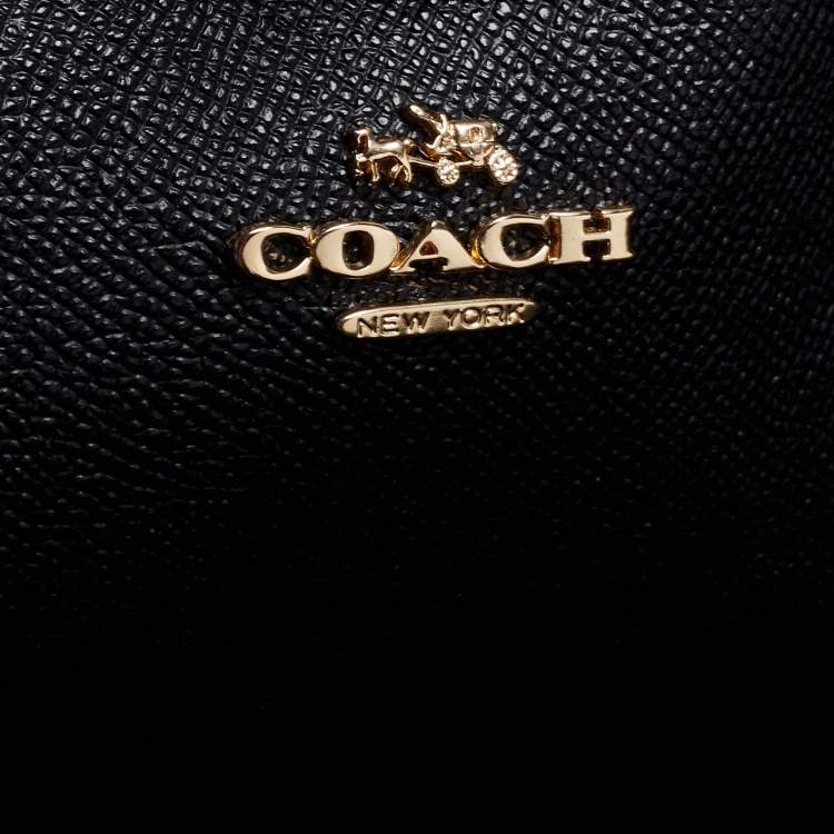 Pre Owned Coach Black/Beige Floral Print Signature Coated Canvas and Leather Reversible City Tote