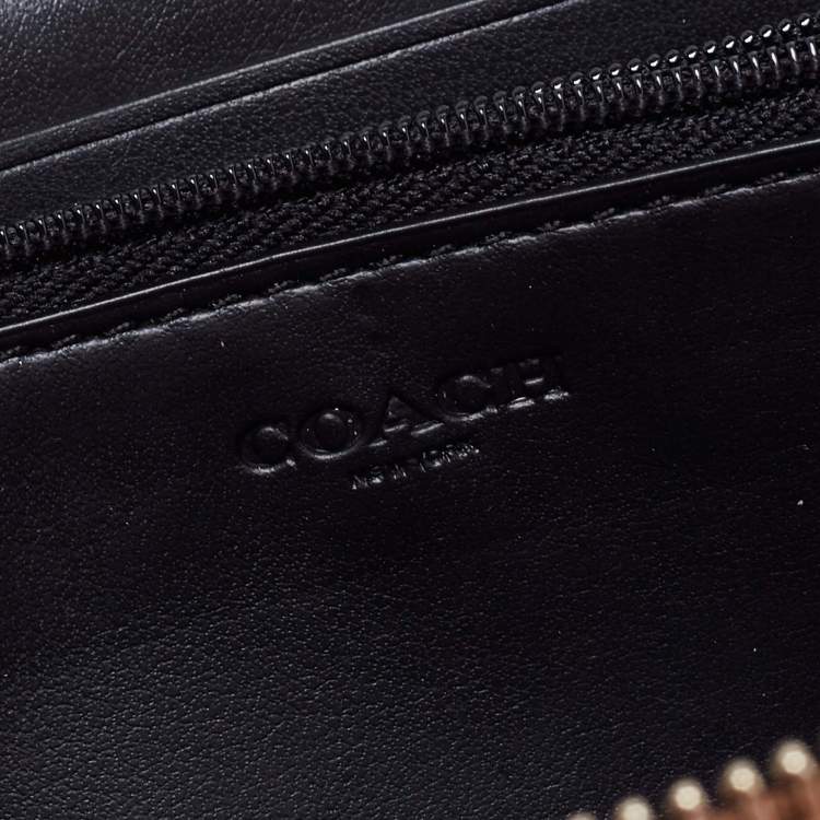 Pre Owned Coach Beige Wildflower Print Coated Canvas Zip Around Continental Wallet