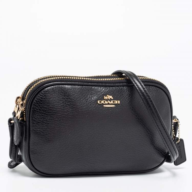 Pre Owned Coach Black Leather Sadie Crossbody Bag