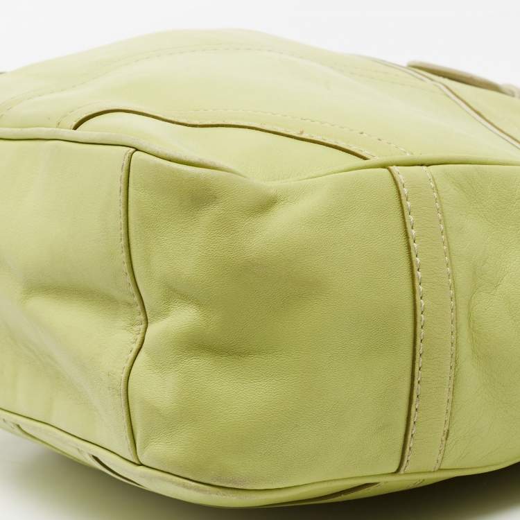 Pre Owned Coach Light Green Leather East West Gallery Tote