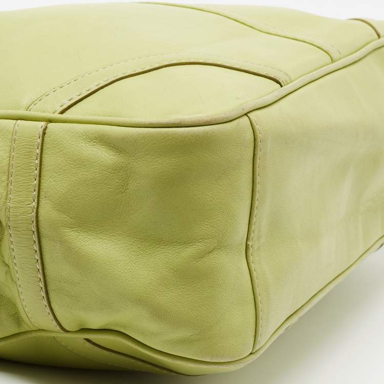 Pre Owned Coach Light Green Leather East West Gallery Tote