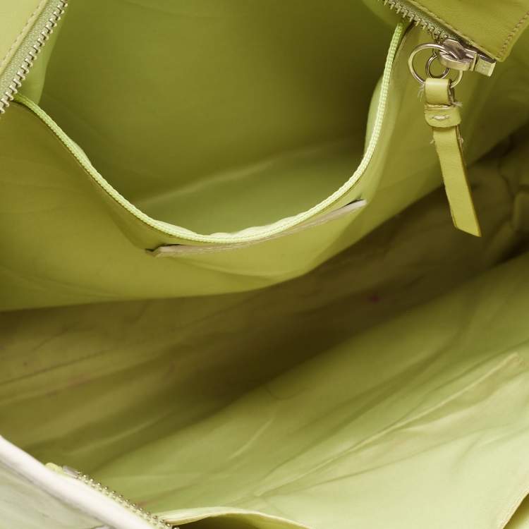 Pre Owned Coach Light Green Leather East West Gallery Tote