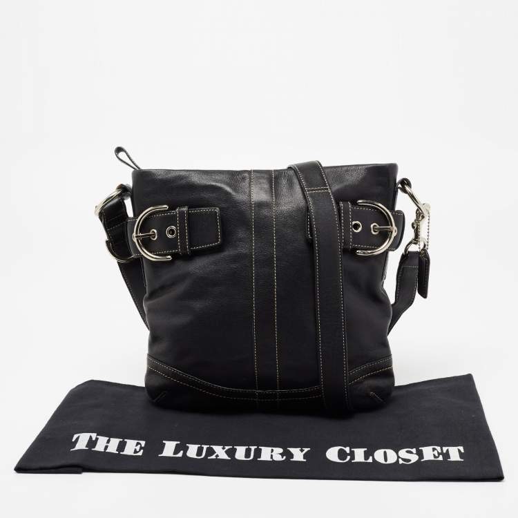 Pre Owned Coach Black Leather Shoulder Bag